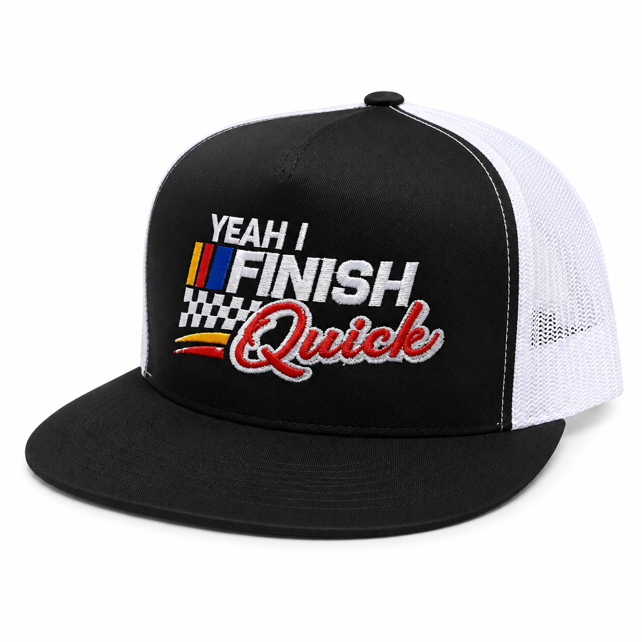 Yeah I Finish Quick Embroidered Snapback Trucker Hat Unisex