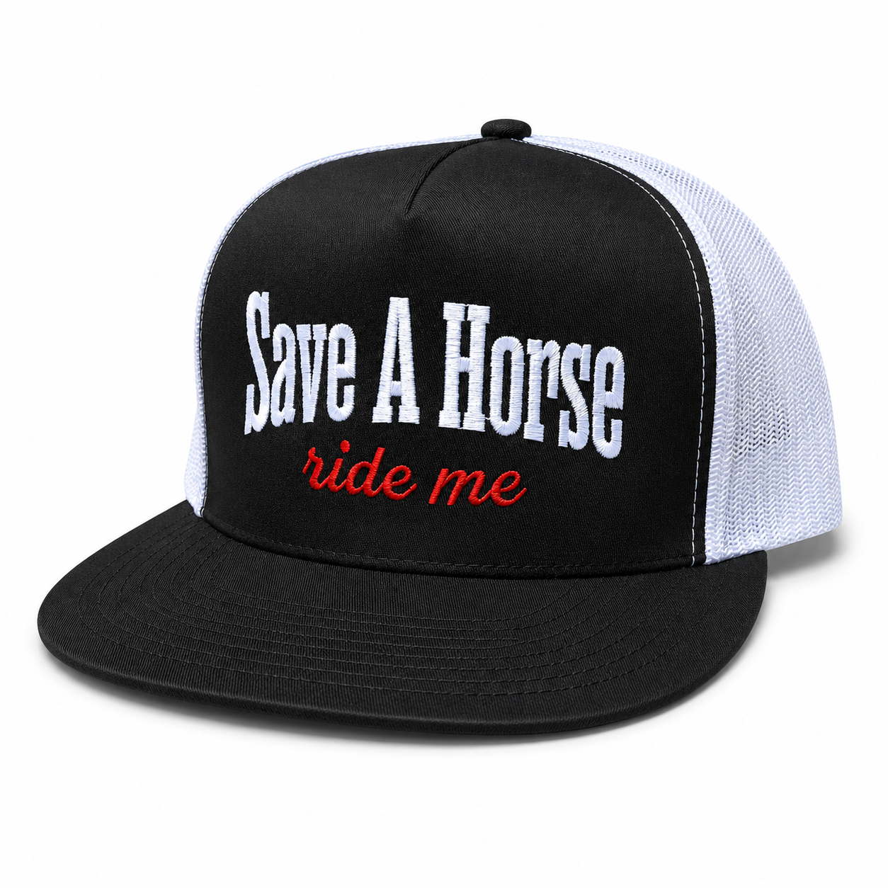 Save A Horse Ride Me Embroidery Snapback Trucker Hat Unisex