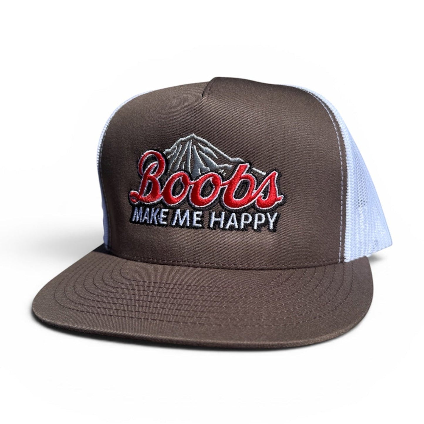 Boobs Make Me Happy Embroidered Snapback Trucker Hat Unisex
