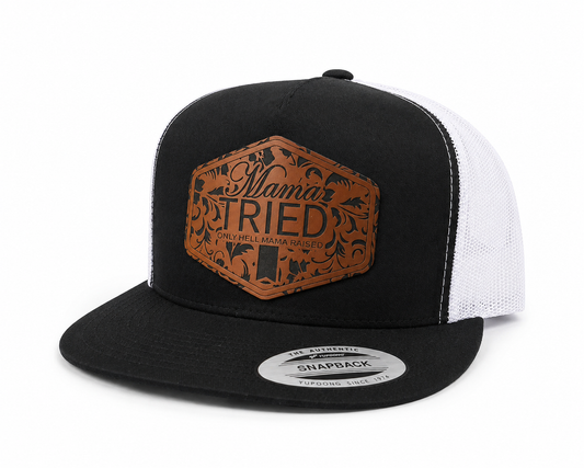 Mama Tried Leather Patch Snapback Trucker Hat Unisex