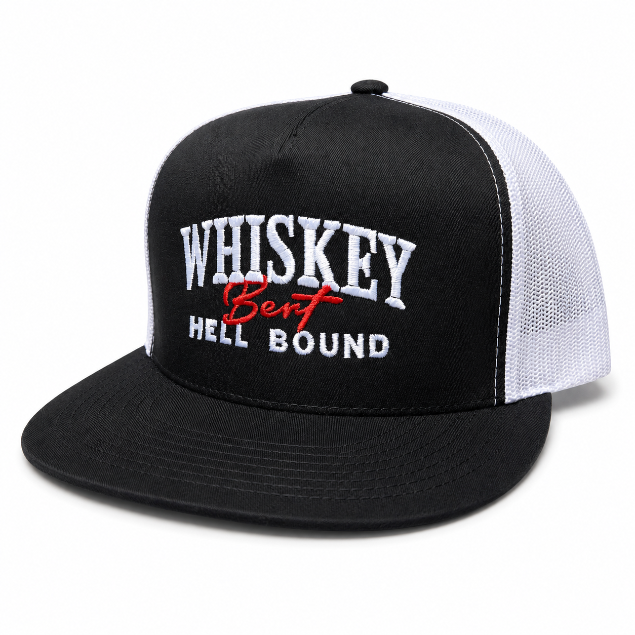 Whiskey Bent Hell Bound Embroidered Trucker Hat Snapback Unisex