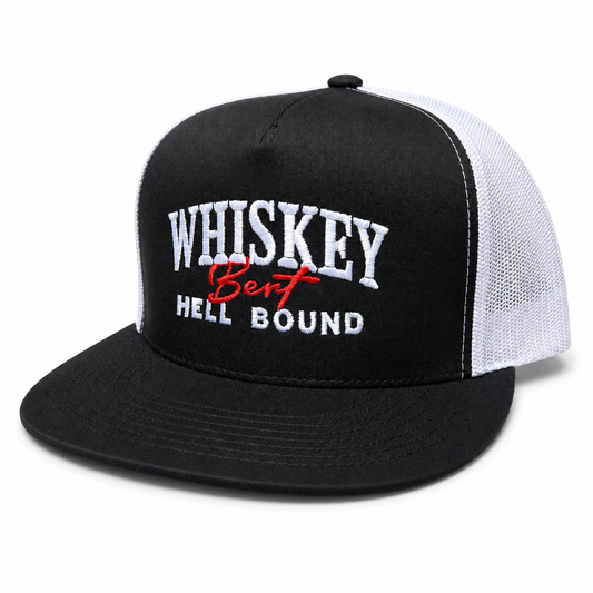 Whiskey Bent Hell Bound Embroidered Trucker Hat Snapback Unisex