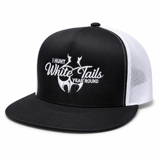I Hunt White Tails Year Round Embroidery Snapback Trucker Hat Unisex