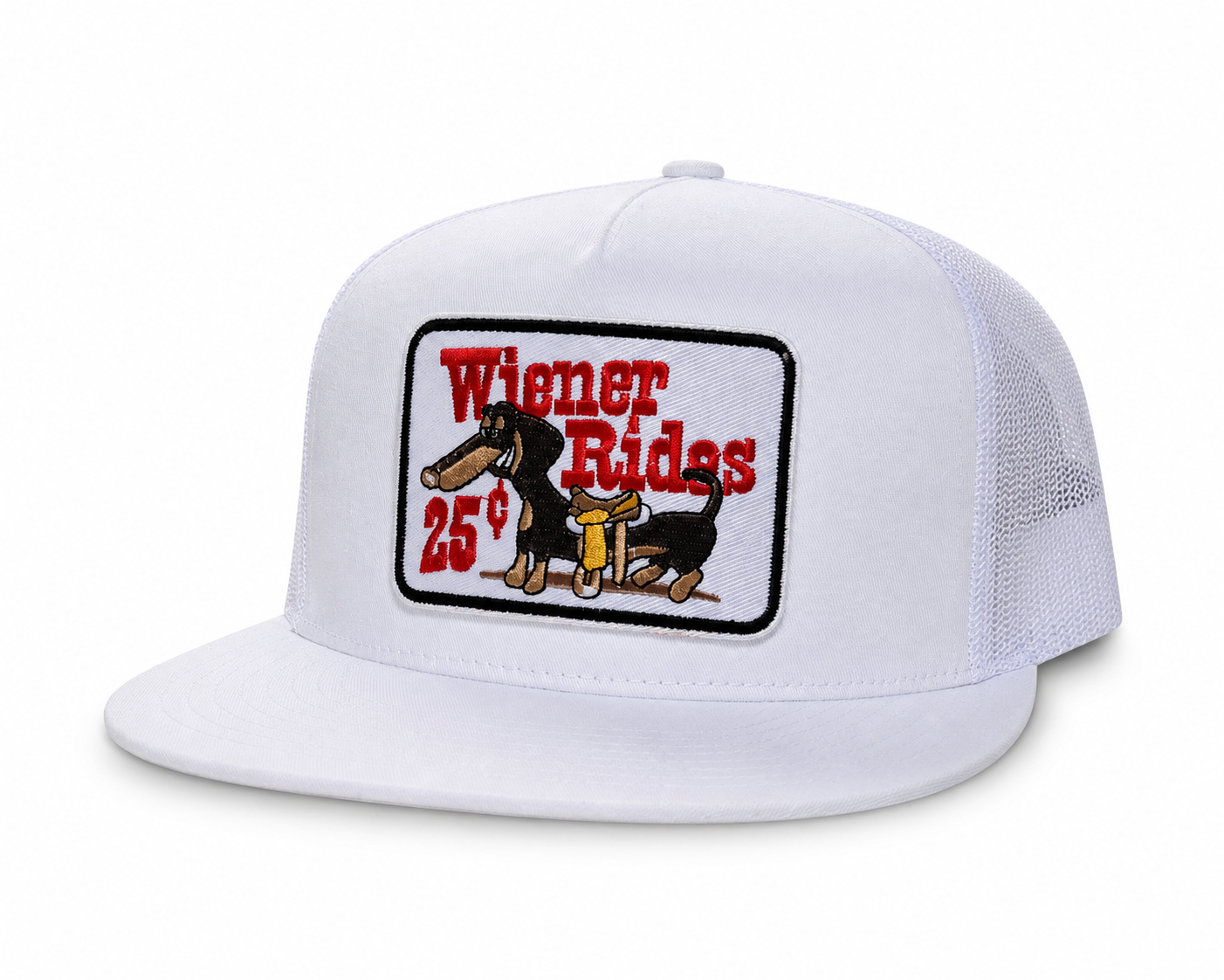 Wiener Rides Vintage Patch Snapback Trucker Hat Unisex