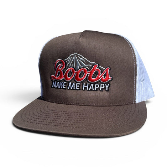 Boobs Make Me Happy Embroidered Snapback Trucker Hat Unisex